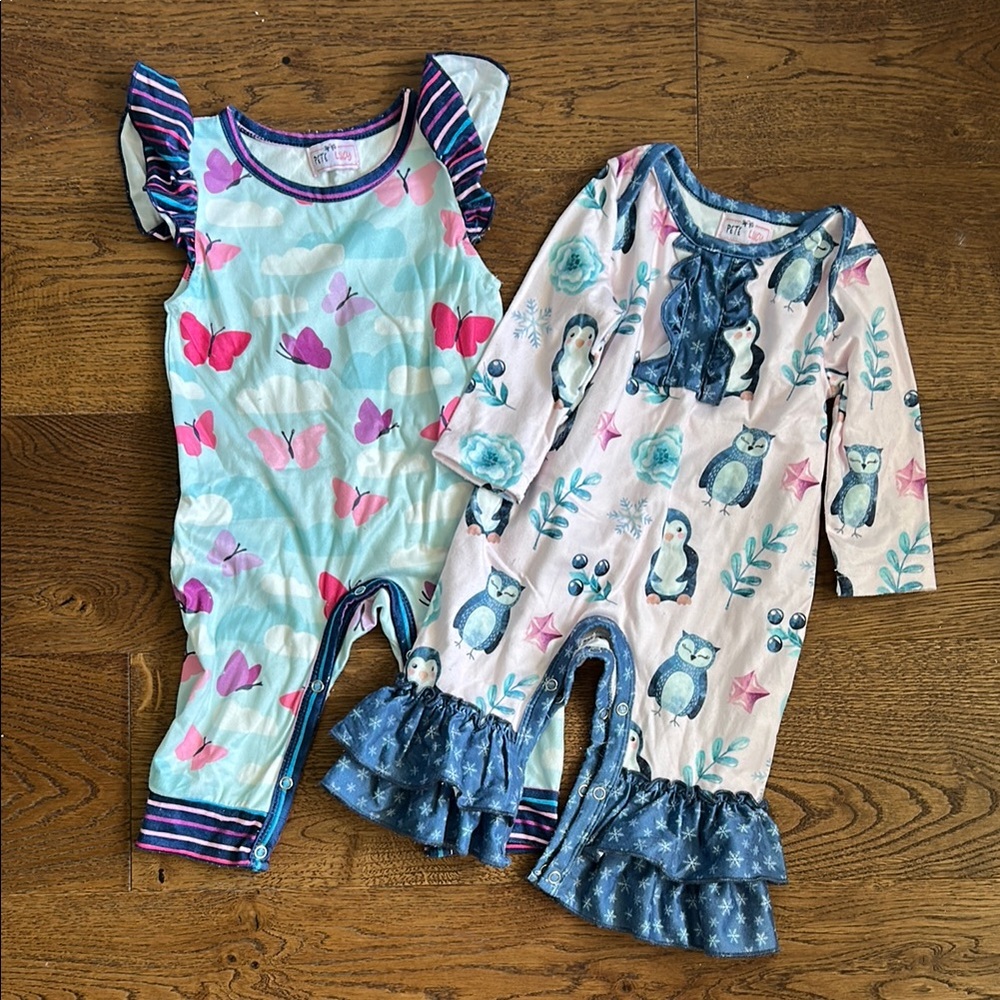 Butterfly and Penguin Print Kids One Pieces